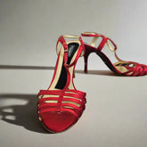 Dolce & Gabbana Red Satin T-Strap Heels – Sophisticated Glamour